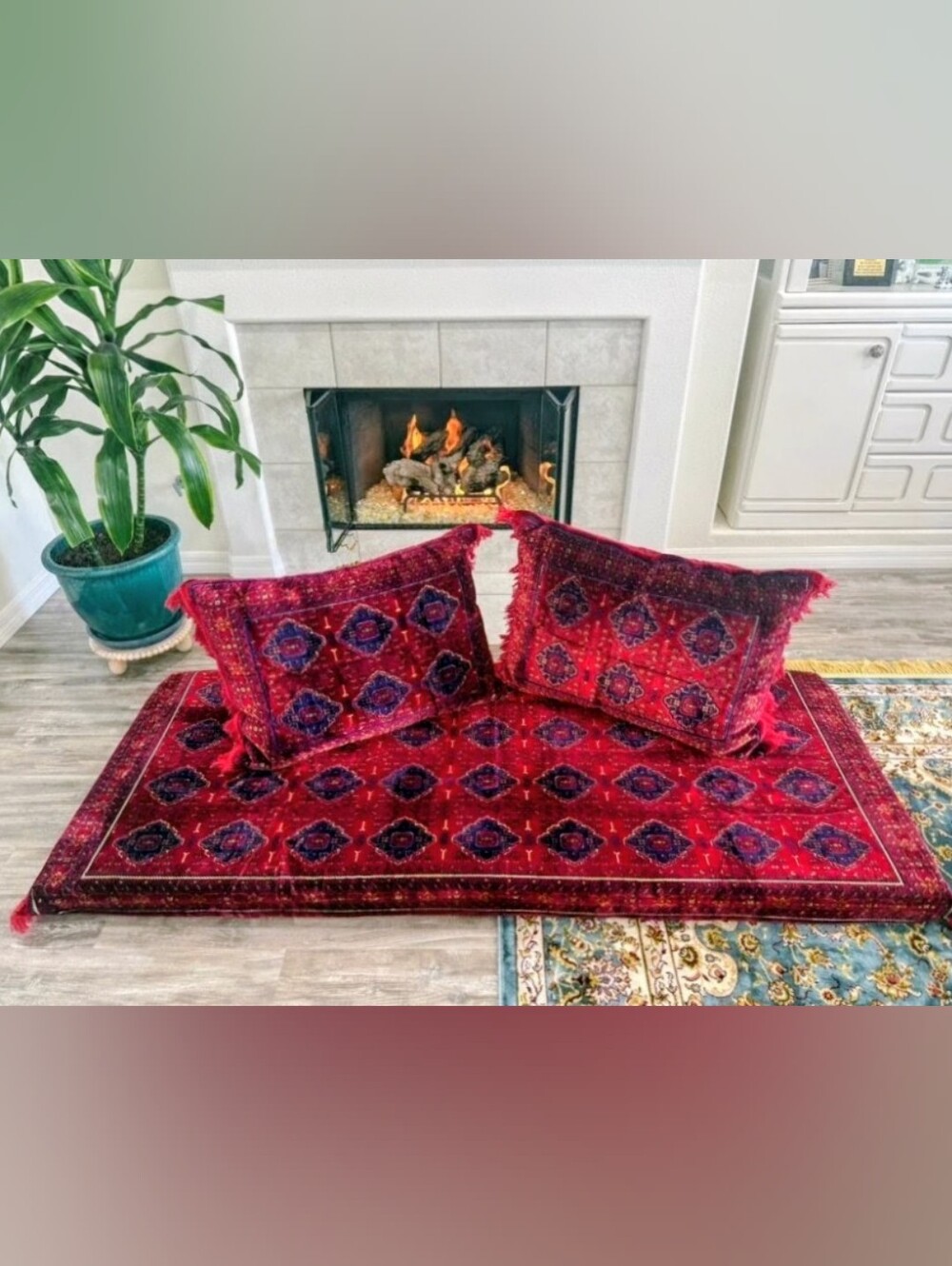 ​New Kuba Tekstil Turkish Boho Floor Cushion Cover & Pillow Set